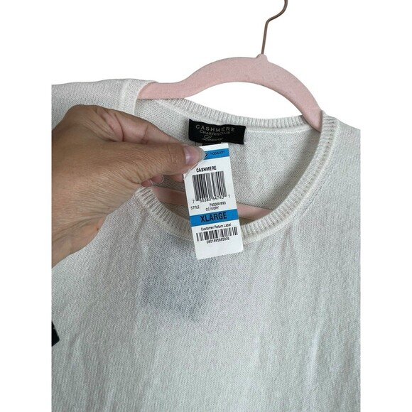 Charter Club Luxury Women's Basic Crew Neck Cashmere Sweater Cream XL Ivory NWT - Picture 5 of 10